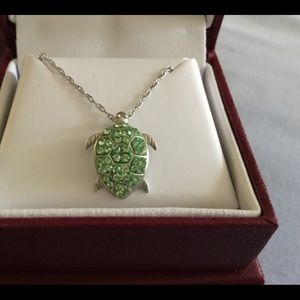 Beautiful Green Swarovski Crystal Turtle Necklace